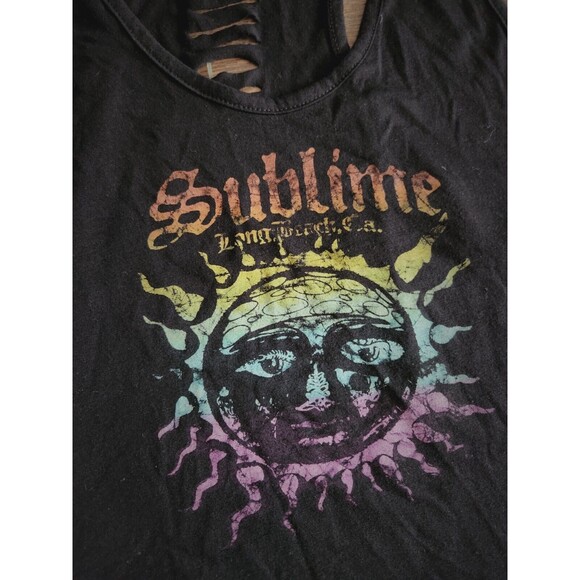 Live Nation Womens M Sublime Cropped Distressed Party T Shirt - Picture 2 of 4